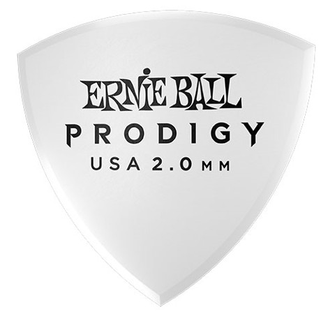 Ernie Ball EB-9338 Prodigy Picks - White Prodigy Picks. 2.0mm Large Shield shape, 6-pack.