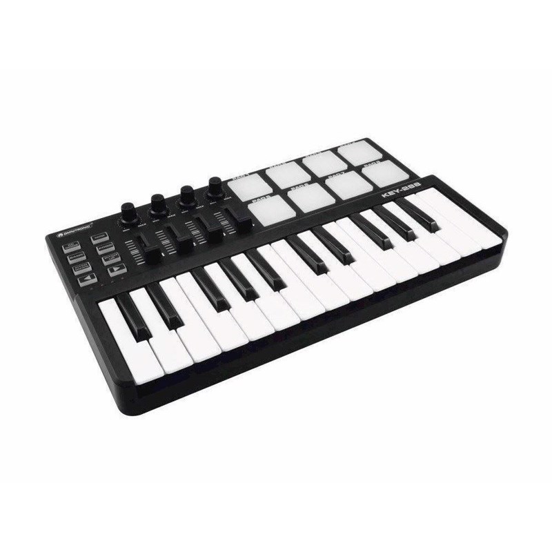 OMNITRONIC KEY-288 USB MIDI-controller med 25 knapper, 8 pads, 4 fader