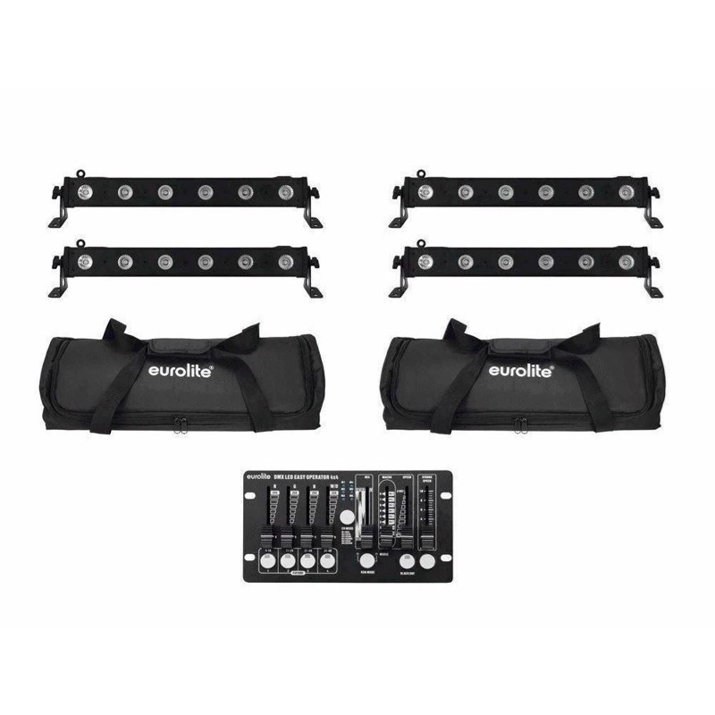 Eurolite sæt: 4 x LED BAR-6 QCL RGBW + 2 x Soft Bag + Controller