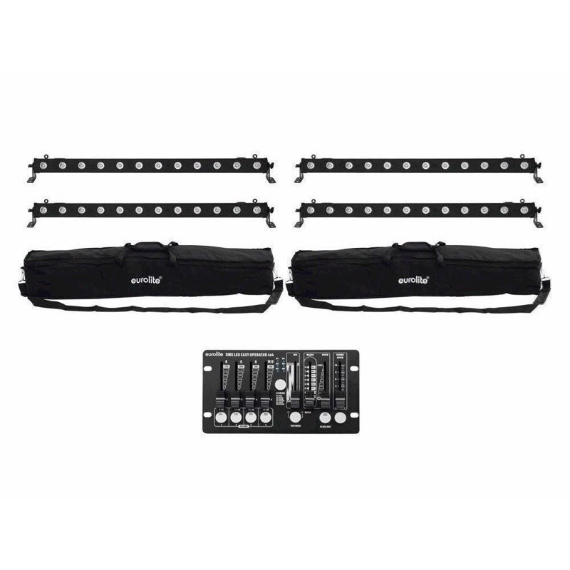Eurolite sæt: 4 x LED BAR-12 QCL RGBW + 2 x Soft Bags + Controller