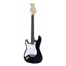 Elguitar - Strat style. Venstre.<br>Dimavery ST-203. Sort