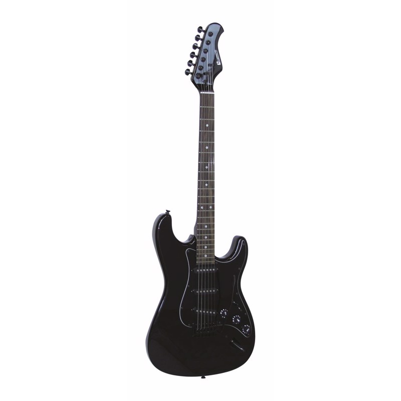 Elguitar - Strat style.<br>Dimavery ST-203. Goth sort
