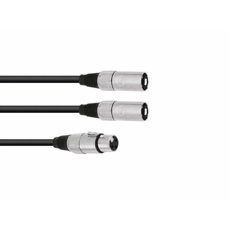 Adapterkabel XLR hun til 2 x XLR han. 1 meter