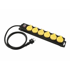 Stikdåse med 1,5 meter kabel. 1.5 mm². 6 Schuko stik. IP44