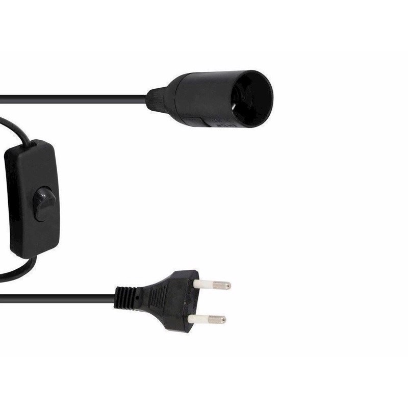 E14 fatning med strømkabel, stik og afbryder