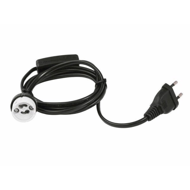 GU10 fatning med strømkabel, stik og afbryder