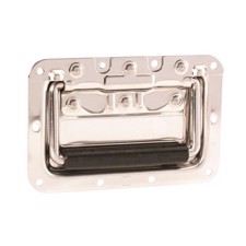 Adam Hall Recessed Sprung Handle medium in Dish aluminium 8 mm deep - 34082 A