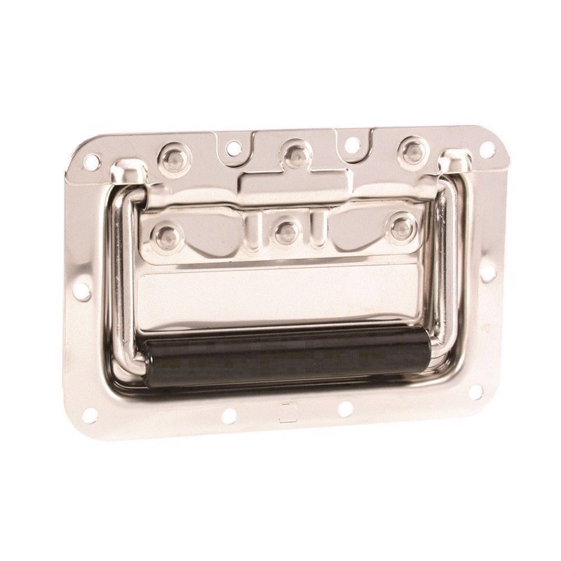 Adam Hall Recessed Sprung Handle medium in Dish aluminium 8 mm deep - 34082 A