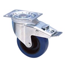 Guitel Swivel Castor 100 mm with blue Wheel and Brake - 37024