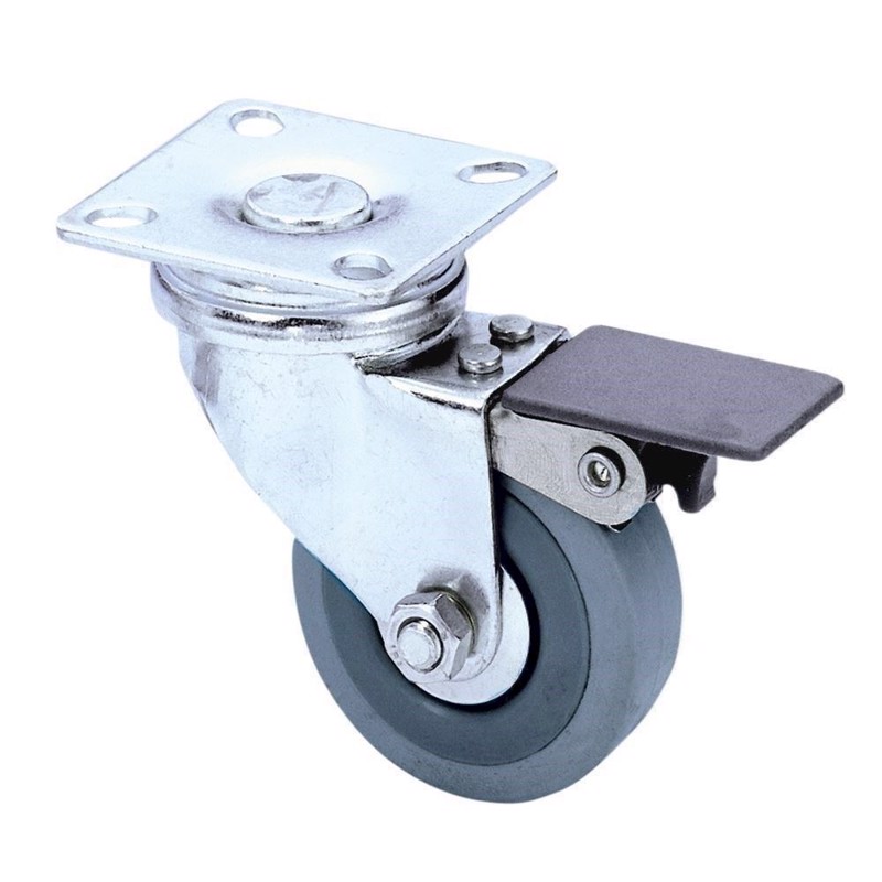 Guitel Swivel Castor 50 mm with grey Wheel and Brake - 3703