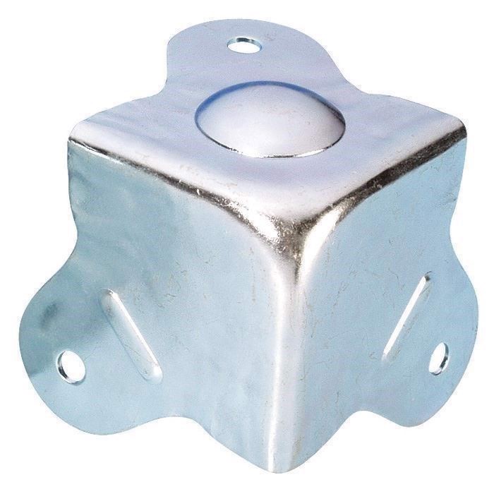 Fladt metalhjørne med 3 ben. Integreret fod. Blank. 49 x 49 mm.