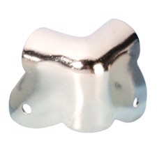 Afrundet metalhjørne. Blank.  2-benet. 37 x 37 mm.