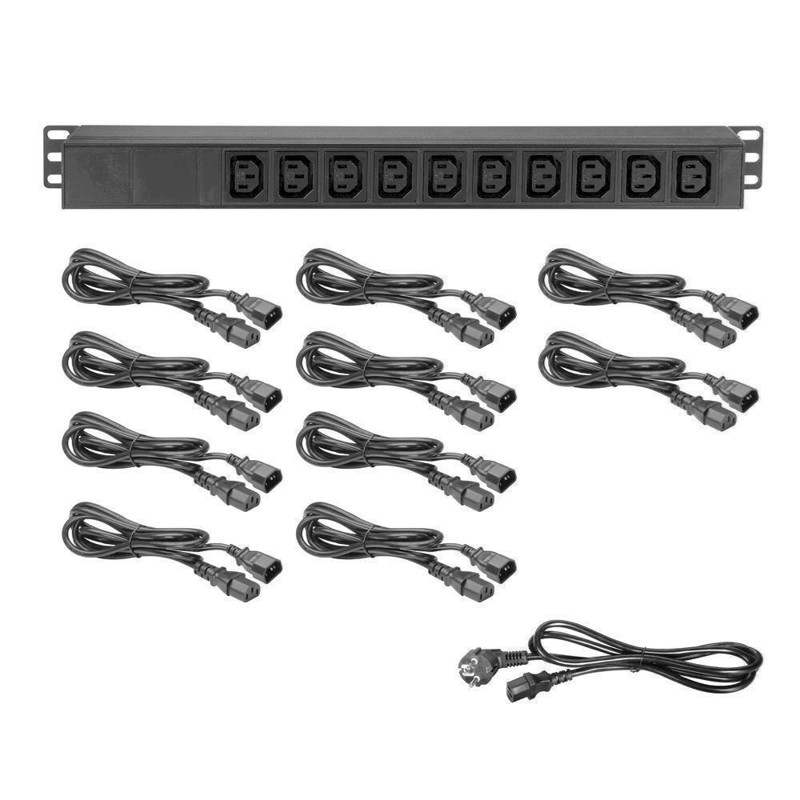 Adam Hall 19\'\' Power Strip 1 U with 10 IEC Connectors - 87471 IEC