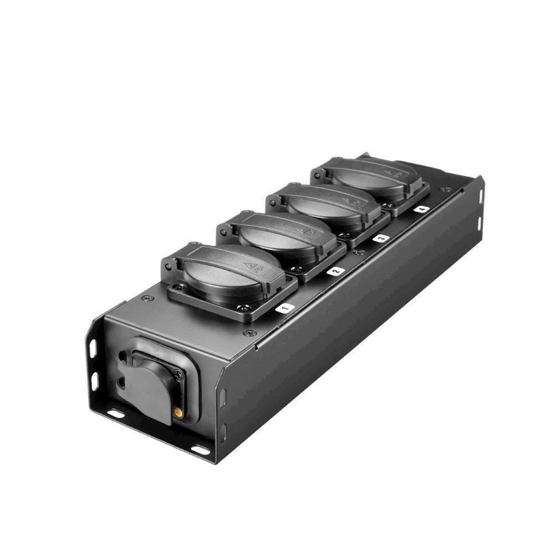 Adam Hall Power Strip 4 x IP54 + Black and Yellow Power I/O - PROPORT 4 T