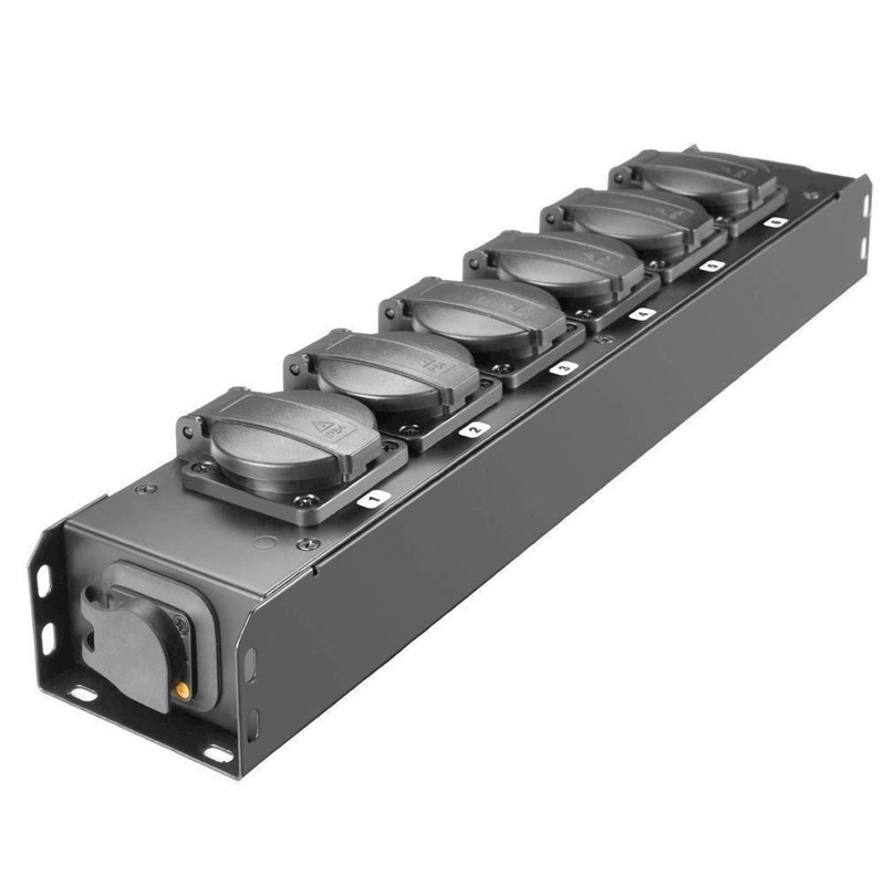 Adam Hall Power Strip 6 x IP54 Black and yellow Power I/O - PROPORT 6 T