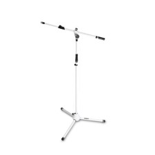 Gravity Microphone Stand with Folding Tripod Base and 2-Point Adjustment Telescoping Boom, White - MS 4322 W