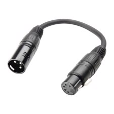 DMX Adapter. 5 pol XLR hun - 3 pol XLR han. 20 cm.