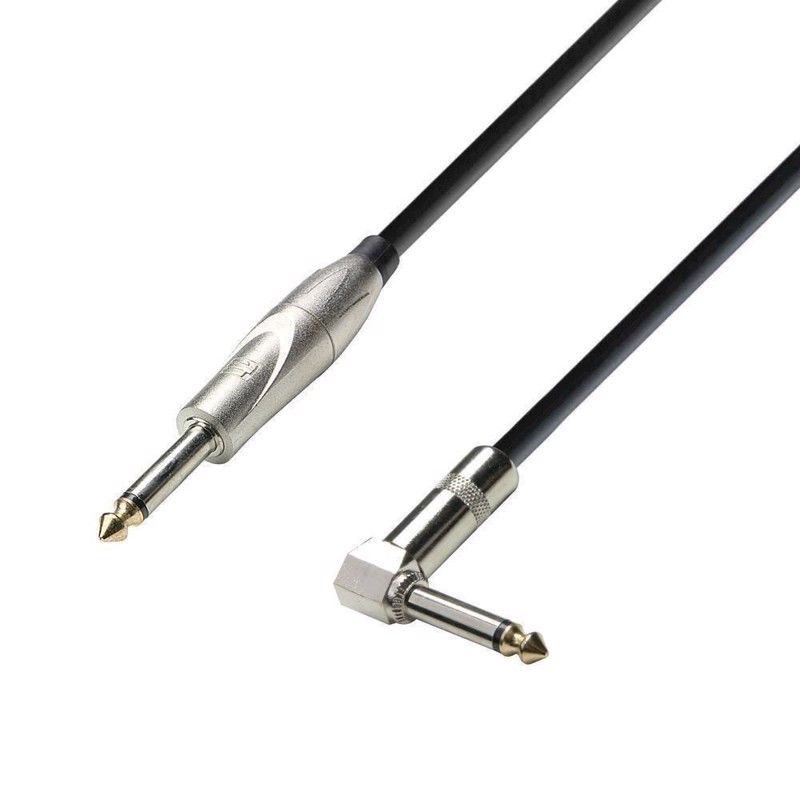 Instrument kabel. Jack-jack mono. <br>Vinkel/ lige stik. 9 m.