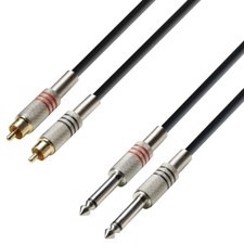 Signalkabel. 2 x Jack mono - 2 x RCA. 6 meter