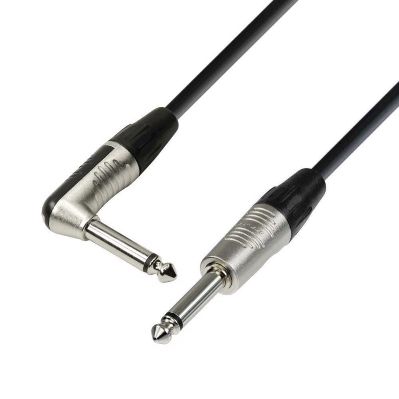 Instrument kabel. Jack-jack mono. <br> Neutrik Rean. Vinkel/ lige. 3 m.