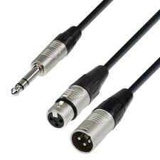 AH Audio Cable REAN 6.3 mm Jack stereo to 1 x XLR male and 1 x XLR female 1.8 m - K4 YVMF 0180