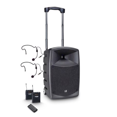 LD Battery-Powered Bluetooth Speaker with Mixer, 2 Bodypack and 2 Headsets - ROADBUDDY 10 BPH 2 B6