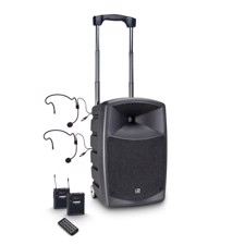 LD Battery-Powered Bluetooth Speaker with Mixer, 2 Bodypack and 2 Headsets - ROADBUDDY 10 BPH 2