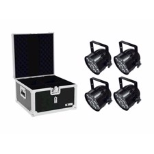 Eurolite sæt: 4 x LED PAR-56 QCL Short sw + EPS Case