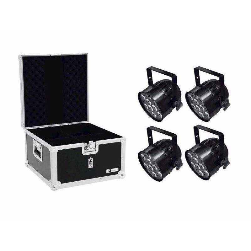 Eurolite sæt: 4 x LED PAR-56 QCL Short sw + EPS Case