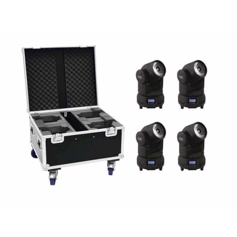 Eurolite sæt: 4 x LED TMH-X1 Moving-Head Beam + Case