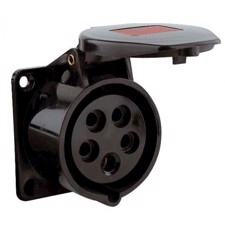 5P CEE Chassis - 16A, Hun, Sort, 70 x 70mm
