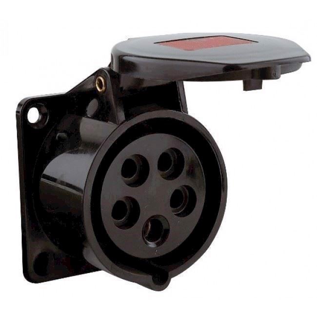 5P CEE Chassis - 16A, Hun, Sort, 70 x 70mm
