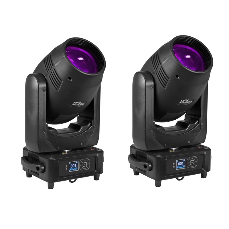 Eurolite sæt: 2 x TMH XB-280 Moving-Head-Beam, 280W & Dobbelt Flightcase
