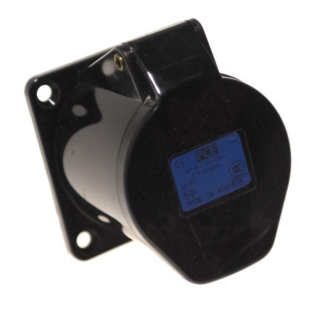 3P CEE Chassis - 32A, Hun, Sort, 70 x 70mm.