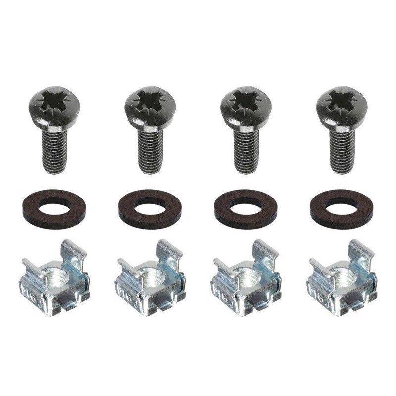 Rackskrue sæt med skive og møtrik. M6 for alu liste (3,5 mm.)