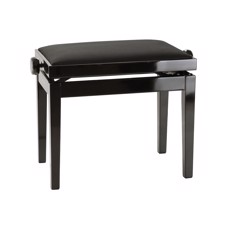 K&M Piano bænk, sort blank finish, sæde sort fløjl - 13961