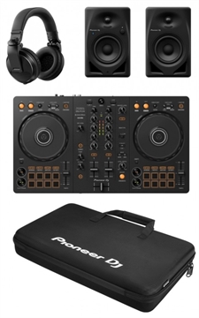 Pakke med Pioneer DJ DDJ-FLX4, HDJ-X5, DJC-B og DM-40D-BT