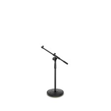 Short Touring Series Microphone Stand with Round Base and 2-Point Adjustment Telescoping Boom - Gravity