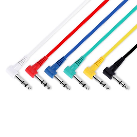 Set of 6 patch cables 6.3 mm angled jack TRS 0.15m - Adam Hall Cables