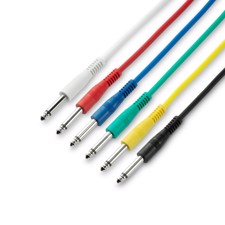 Set of 6 Patch Cables 6.3 mm Jack Mono 0.15 m - Adam Hall Cables