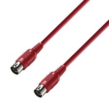 Rødt MIDI kabel. DIN 5-pol - DIN 5-pol. 3 meter