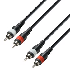 Adam Hall Cables K3 TCC 0300 M - Audio Cable Moulded 2 x RCA Male to 2 x RCA Male, 3 m