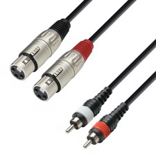 Adam Hall Cables K3 TFC 0100 - Audio Cable Moulded 2 x RCA Male to 2 x XLR Female, 1 m