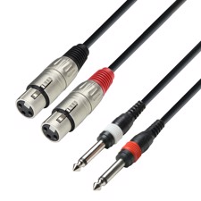 Adam Hall Cables K3 TFP 0100 - Cable 2 x XLR Female to 2 x 6,3 mm mono Jack Male, 1 m