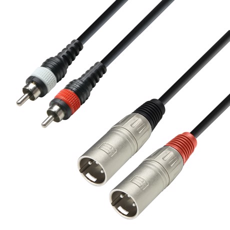 Adam Hall Cables K3 TMC 0600 - Audio Cable Moulded 2 x RCA Male to 2 x XLR Male, 6 m