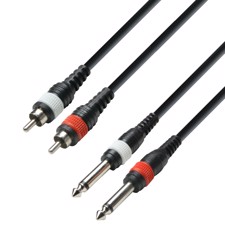 Adam Hall Cables K3 TPC 0300 M - Audio Cable 2 x RCA Male to 2 x 6.3 mm Jack Mono, 3 m