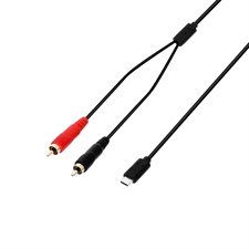 Signalkabel. USB-C - 2 x phono. 3 meter