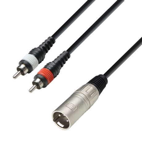 Adam Hall Cables K3 YMCC 0600 - Audio Cable XLR Male to 2 x RCA Male, 6 m