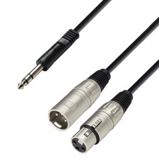 Adam Hall Cables K3 YVMF 0600 - Audio Cable 6.3 mm Jack Stereo to XLR Male + XLR Female, 6 m