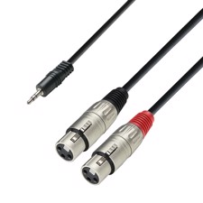 Adam Hall Cables K3 YWFF 0300 - Audio Cable 3.5 mm Jack Stereo to 2 x XLR Female, 3 m